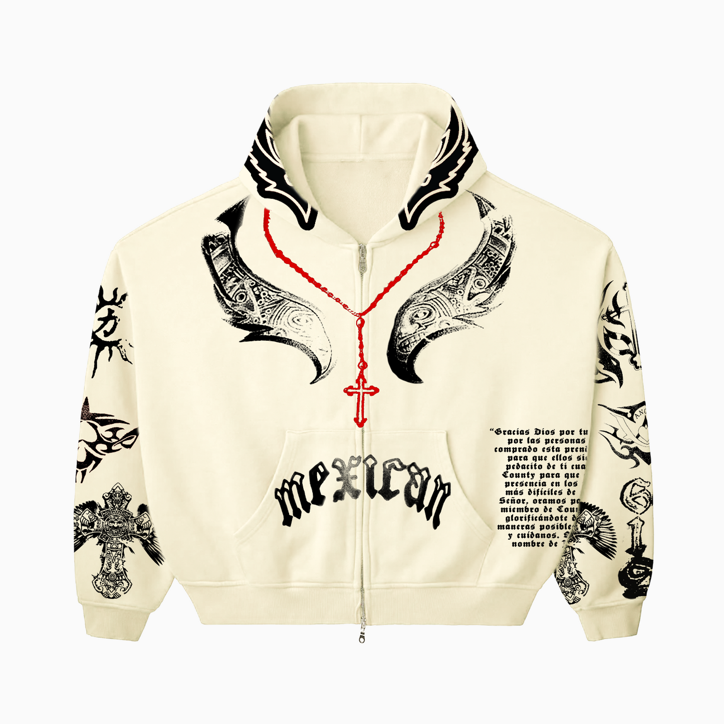 REY MYSTERIO TATTED WHITE HOODIE
