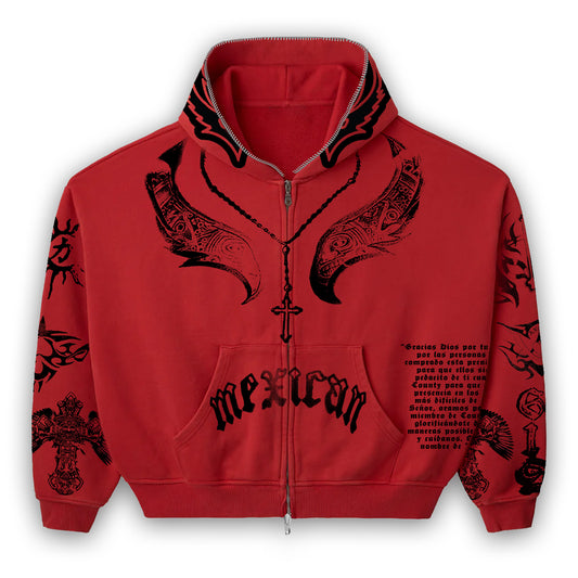REY MYSTERIO TATTED RED HOODIE