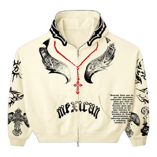 REY MYSTERIO TATTED WHITE HOODIE